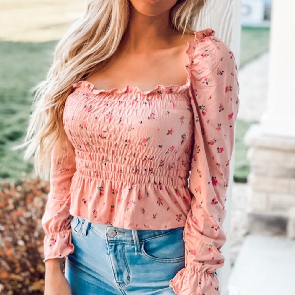 Ruched Floral Print Top